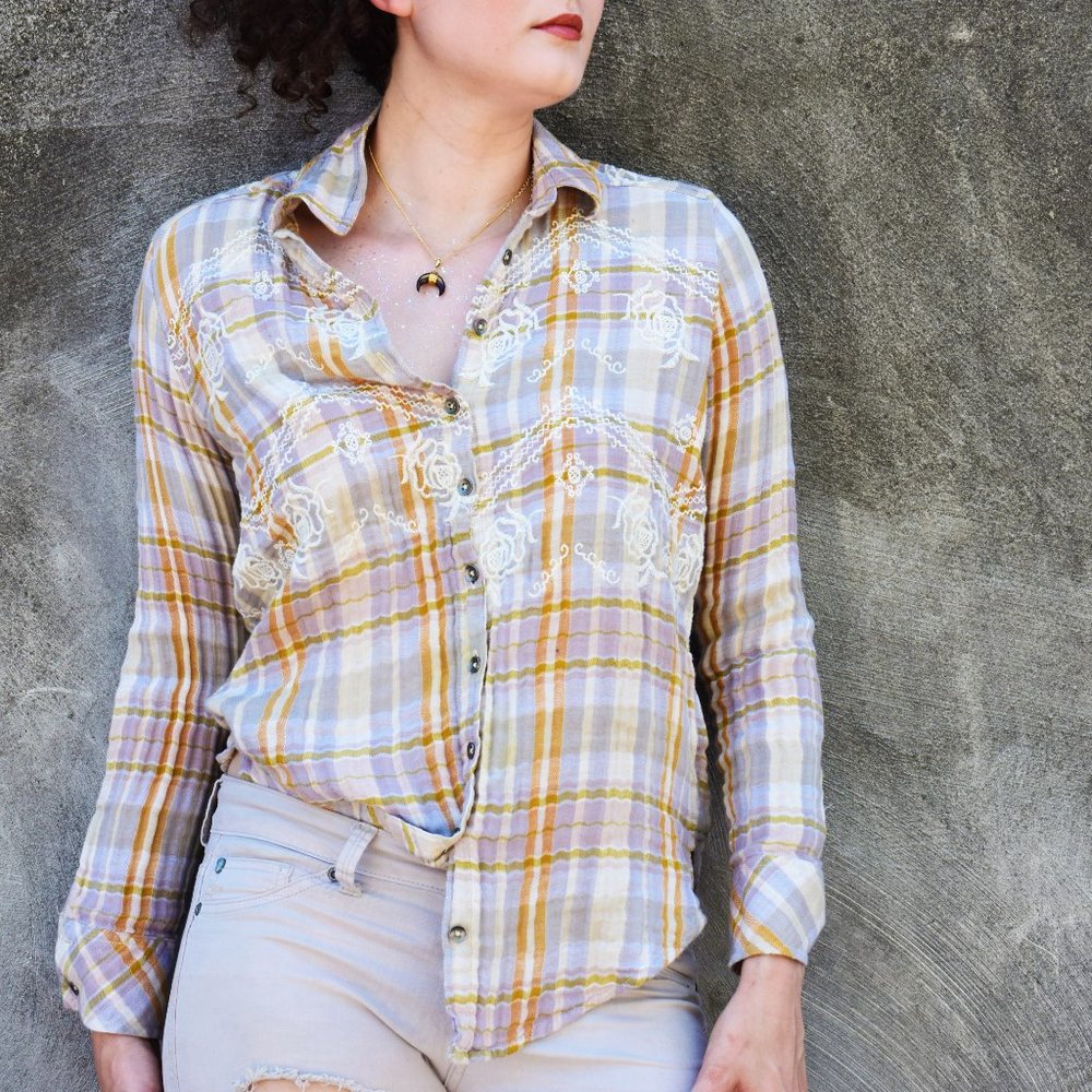 Free people embroidered western top